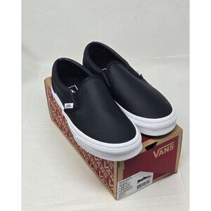 Vans Off The Wall Perf Leather Black Slip on Shoe Unisex Women's size 5